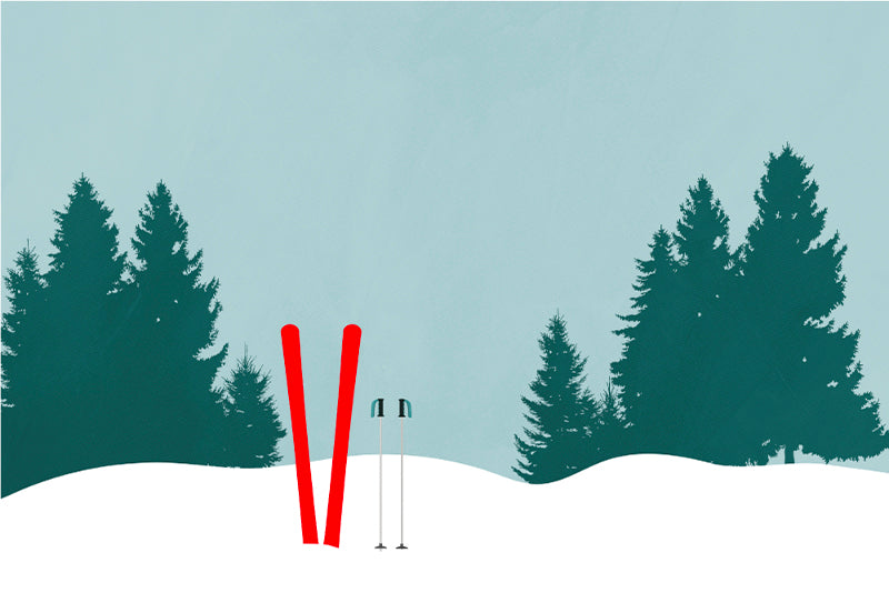 Lot de 4 sets de table en vinyle / Paysage hivernal avec skis et arbres
