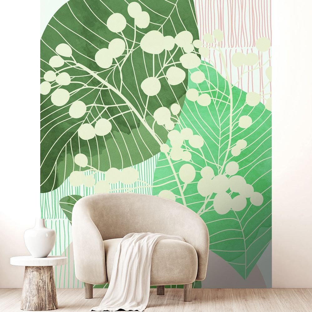 Papier peint "Grande feuille verte"