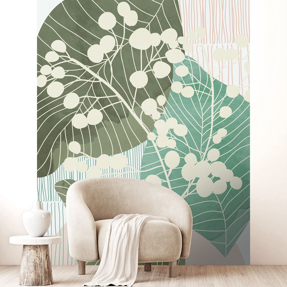 Papier peint "Grande feuille verte"