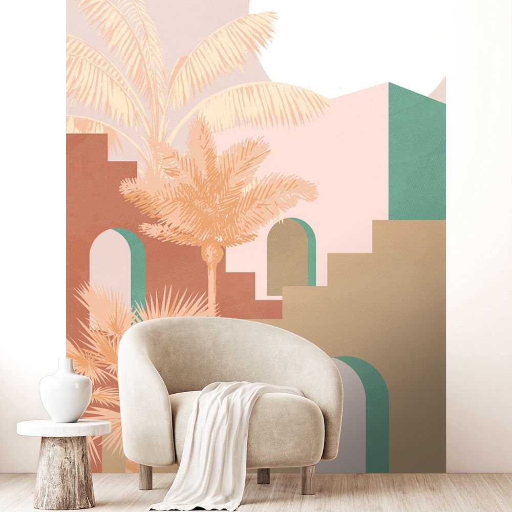 Papier peint "Arches et palmiers"