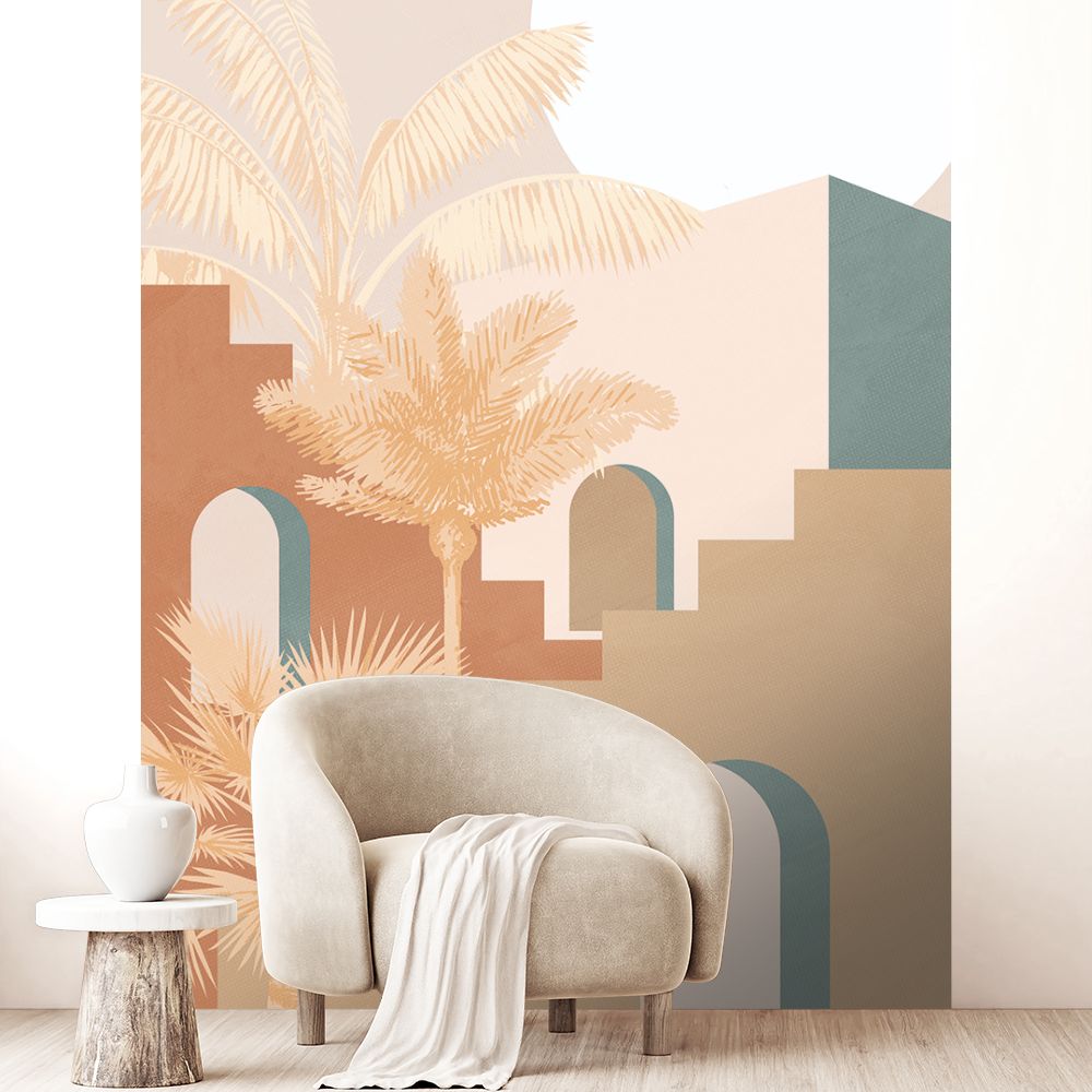 Papier peint "Arches et palmiers"