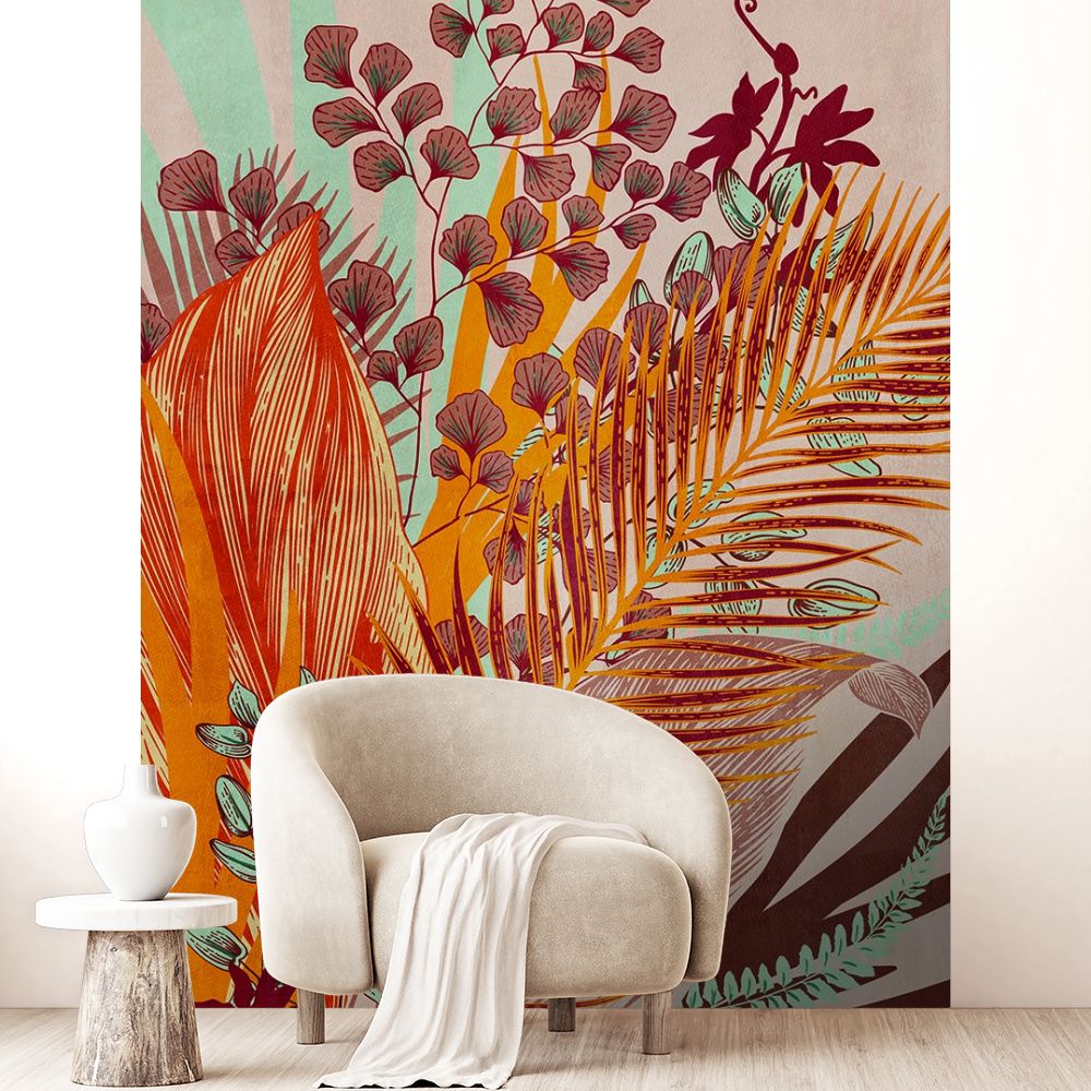 Papier peint "Feuillage tropical vibrant"