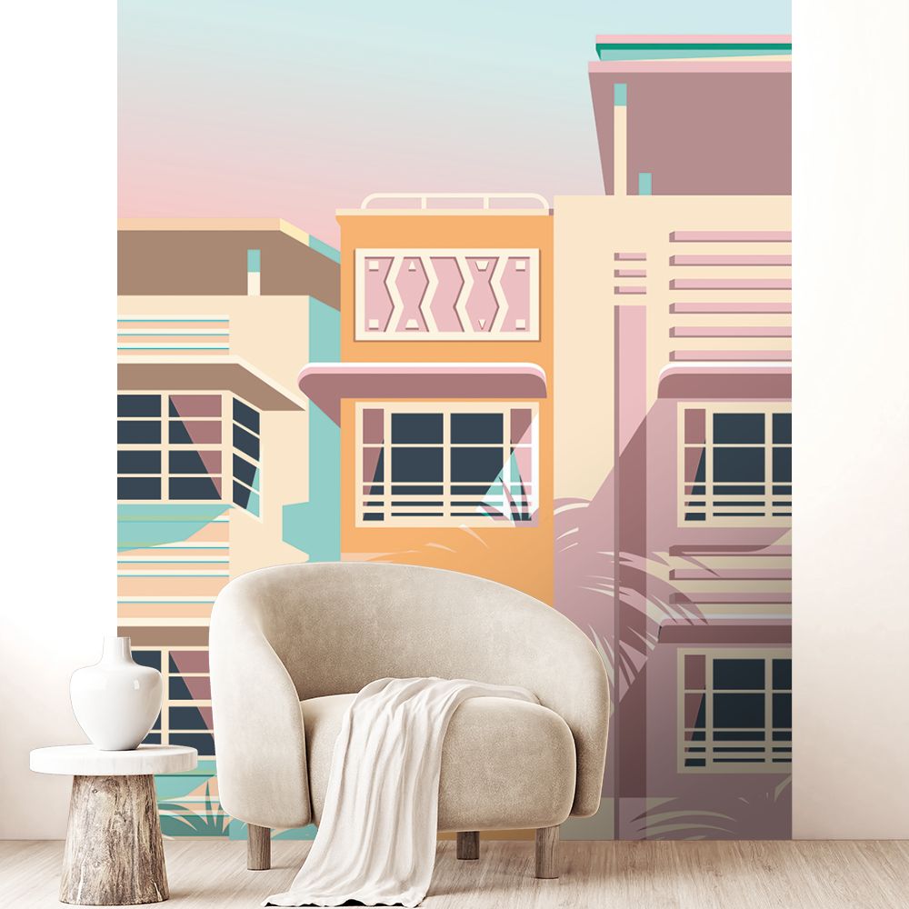 Papier peint "Architecture rétro colorée"