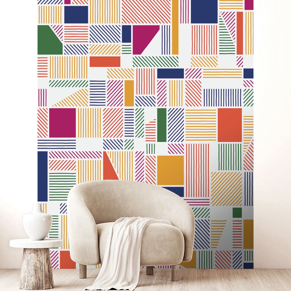 Papier peint "Motifs géométriques colorés"