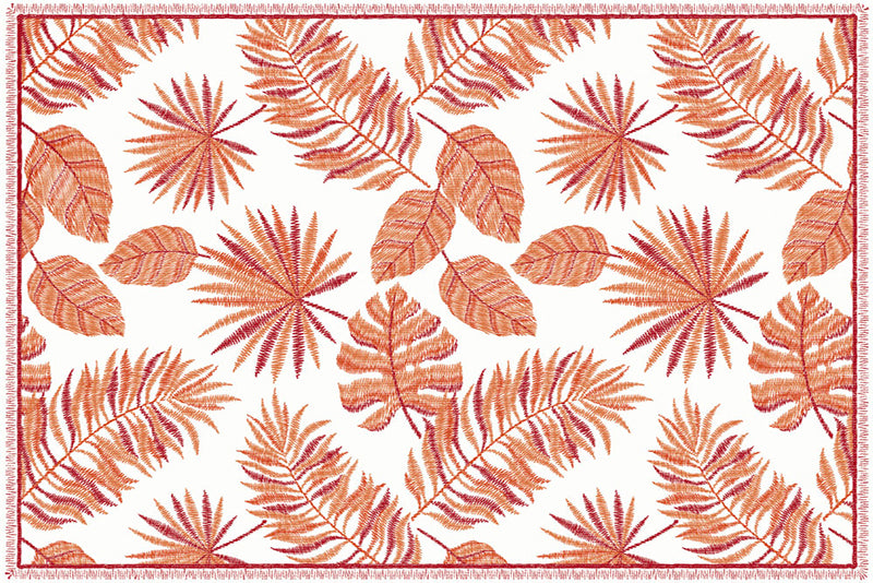 Lot de 4 sets de table en vinyle / Motif de feuilles tropicales
