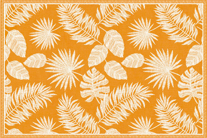 Lot de 4 sets de table en vinyle / Motif de feuilles tropicales