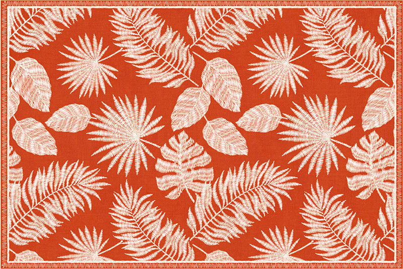 Lot de 4 sets de table en vinyle / Motif de feuilles tropicales