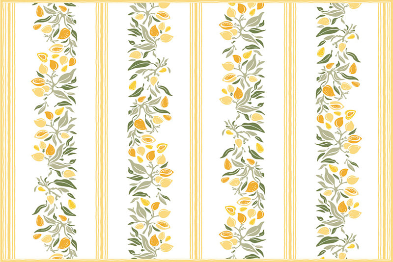 Lot de 4 sets de table en vinyle / Motif de citrons et feuilles
