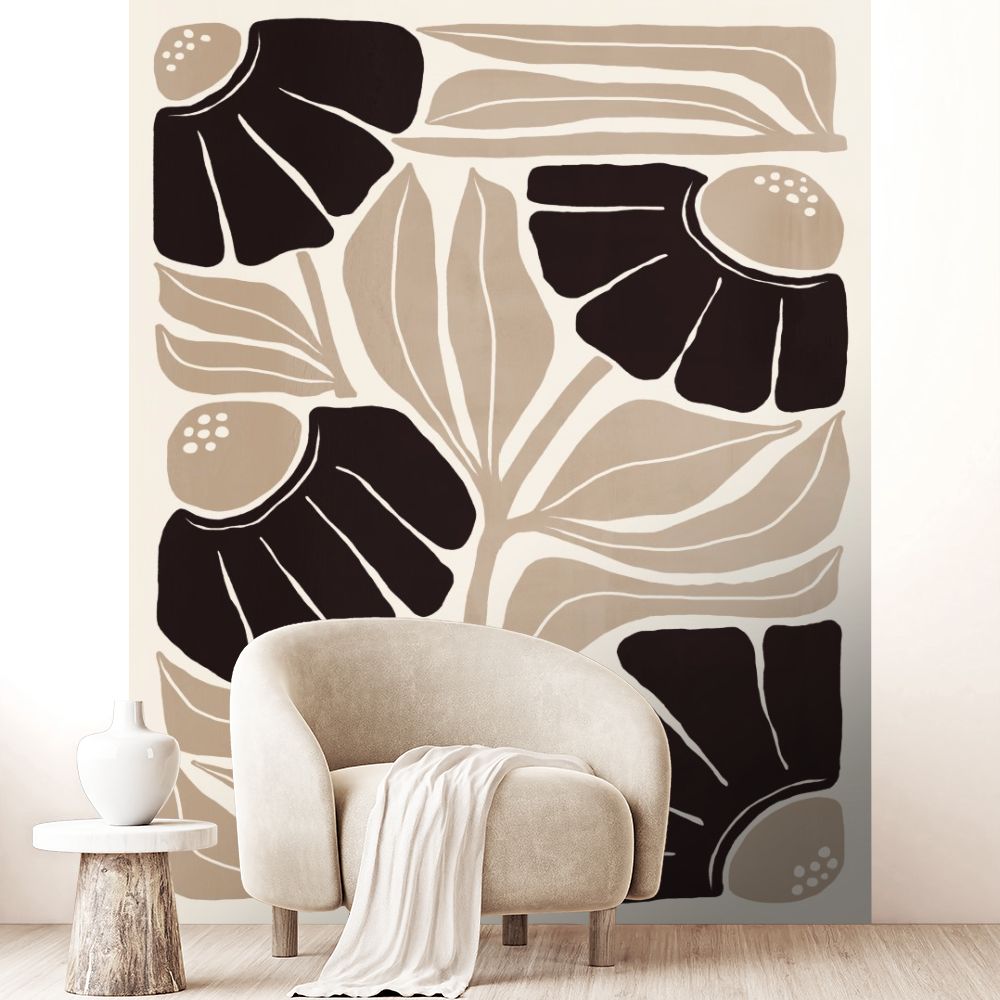 Papier peint "Grandes fleurs modernes"
