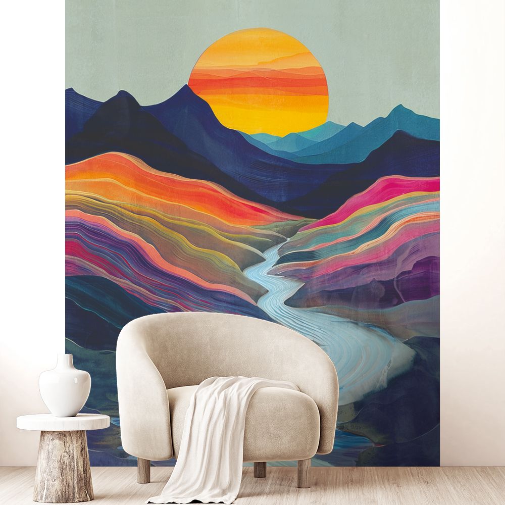 Papier peint "Paysage coloré vibrant"