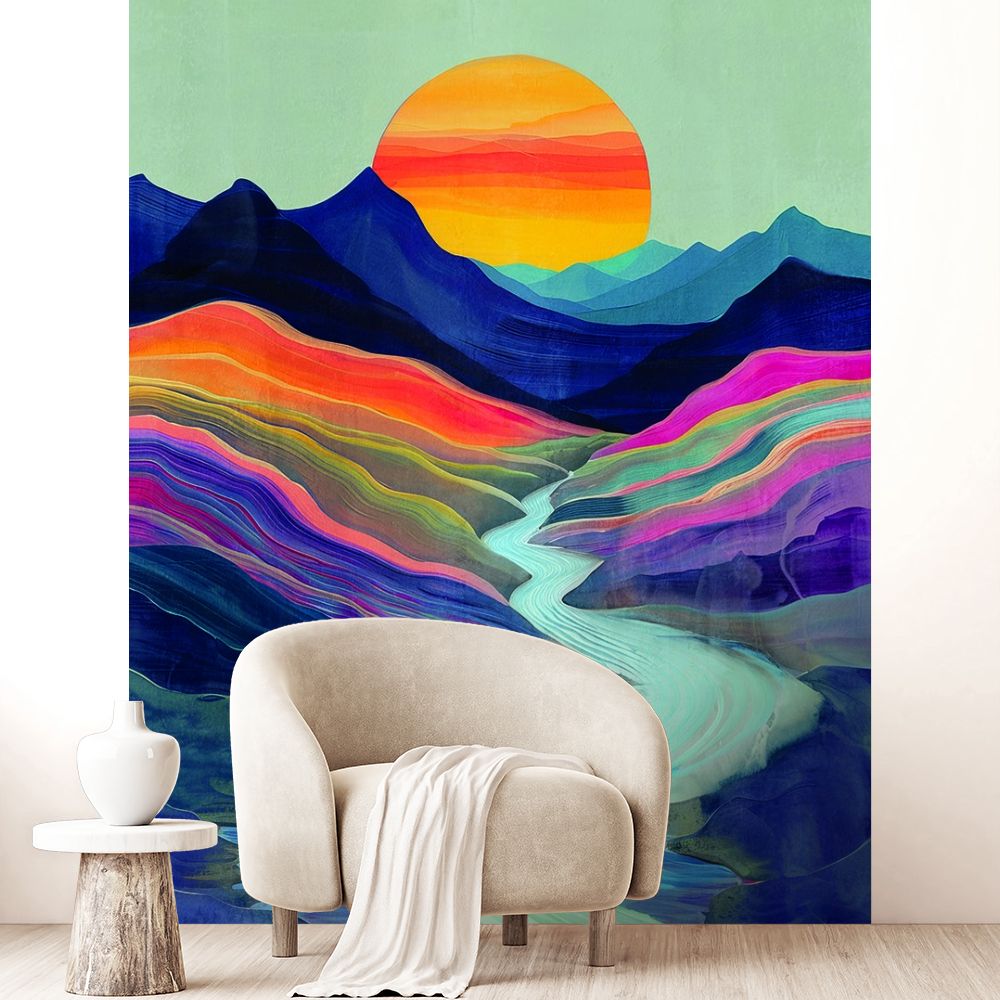 Papier peint "Paysage coloré vibrant"