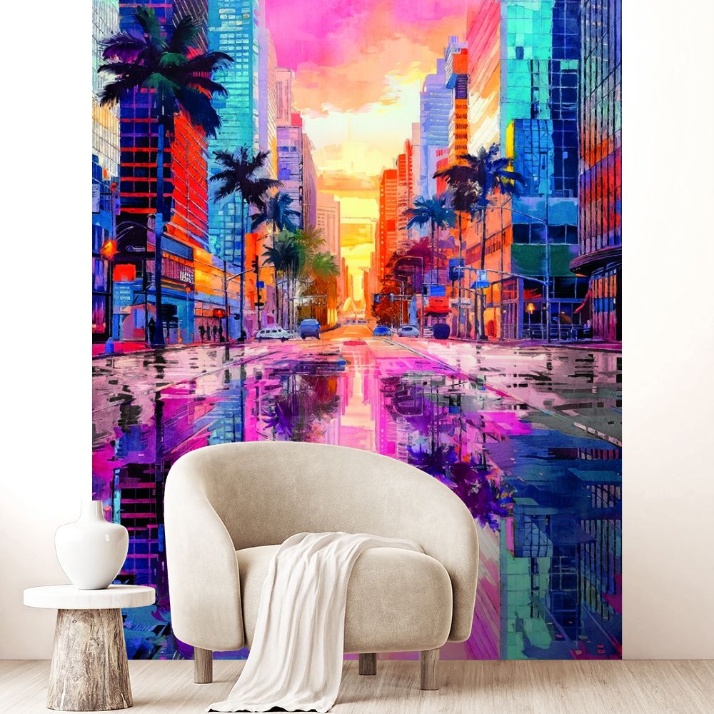 Papier peint "Reflet vibrant urbain"