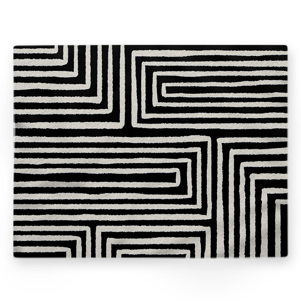 Nappe motif géométrique – Noir – 140×220 cm