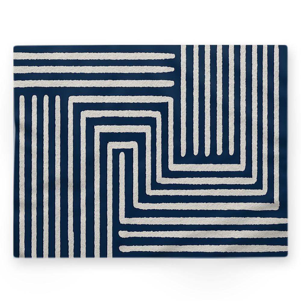 Nappe motif géométrique – Bleu – 140×220 cm