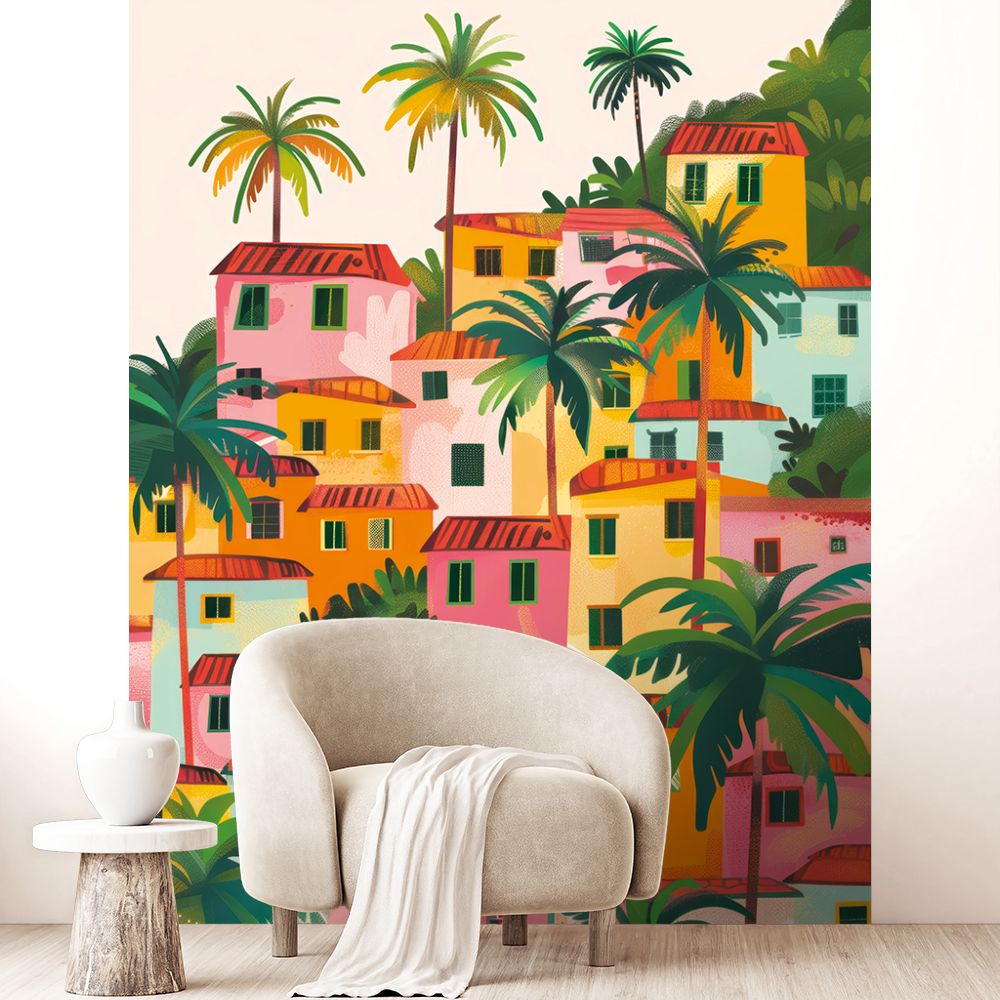 Papier peint "Paysages tropicaux colorés"