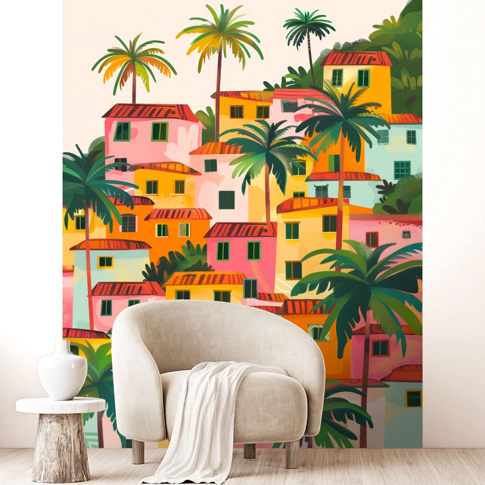 Papier peint "Charmant village tropical"