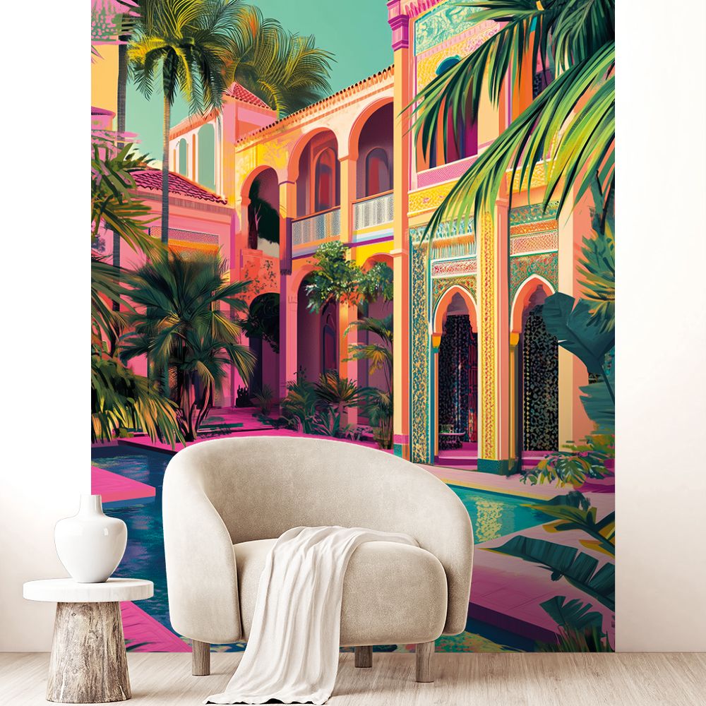 Papier peint "Scène exotique vibrante"