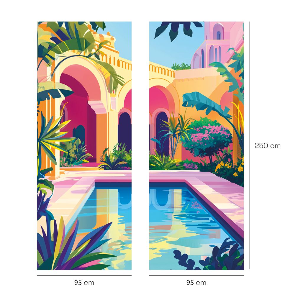 Papier peint "Scène exotique vibrante"