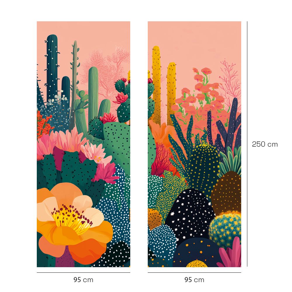 Papier peint "Cactus colorés vifs"