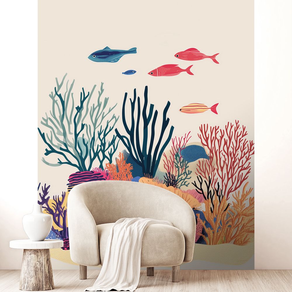 Papier peint "Coraux et poissons"