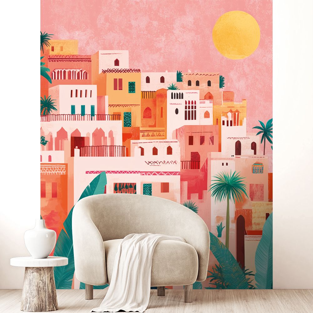 Papier peint "Scène urbaine colorée"