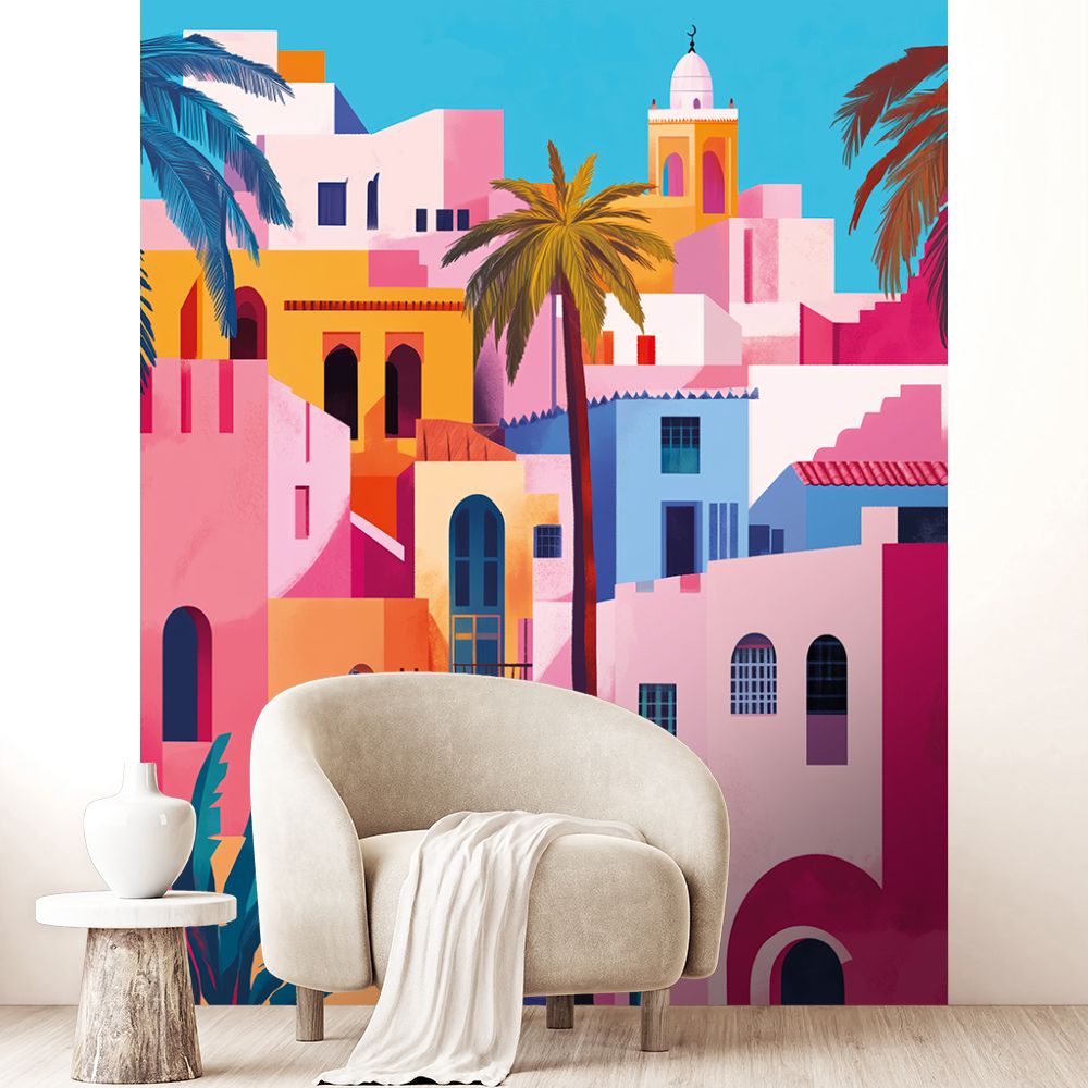 Papier peint "Paysage architectural coloré"