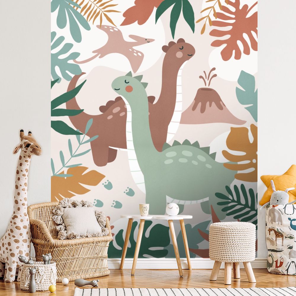 Papier peint pour enfants "Aventure de dinosaures"