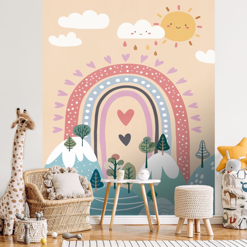 Papier peint pour enfants "Arc-en-ciel coloré"
