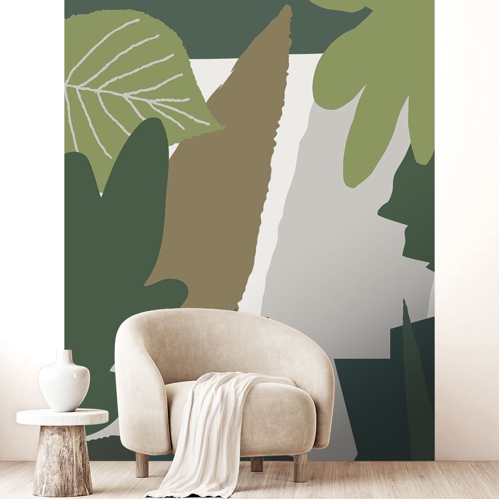 Papier peint "Feuillage exotique moderne"