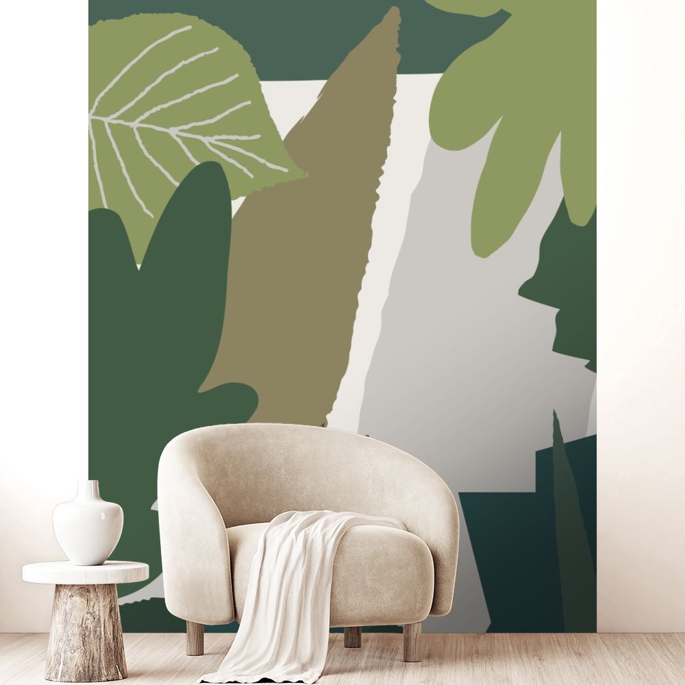 Papier peint "Feuillage exotique moderne"