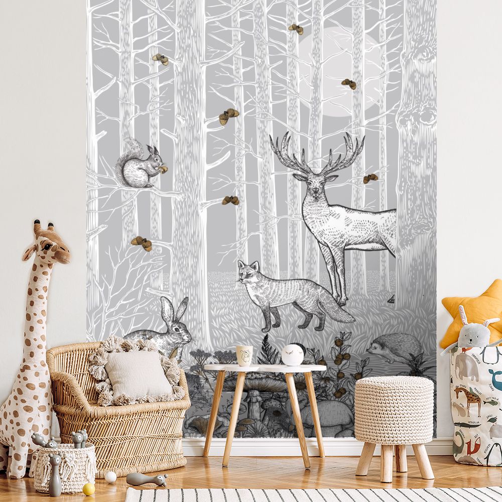Papier peint pour enfants "Animaux en forêt"