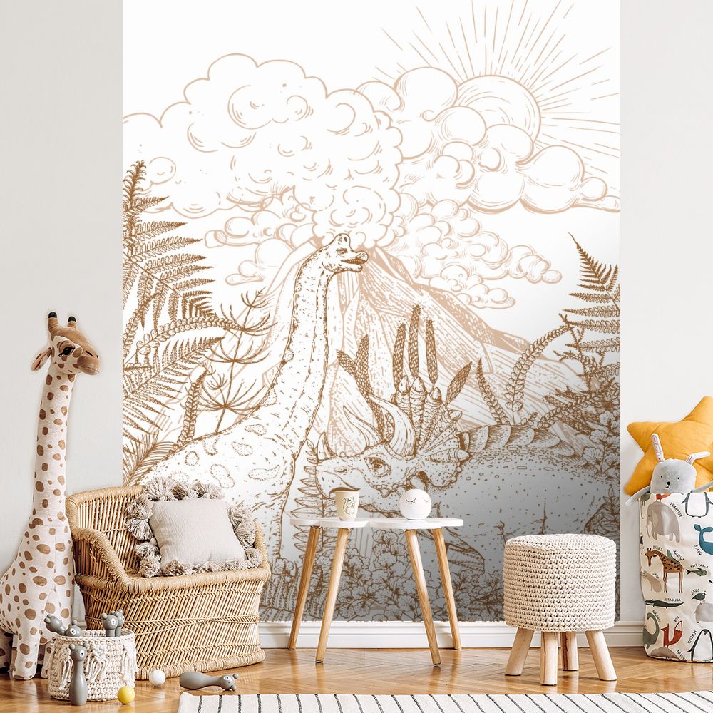 Papier peint pour enfants "Dinosaures et nature"
