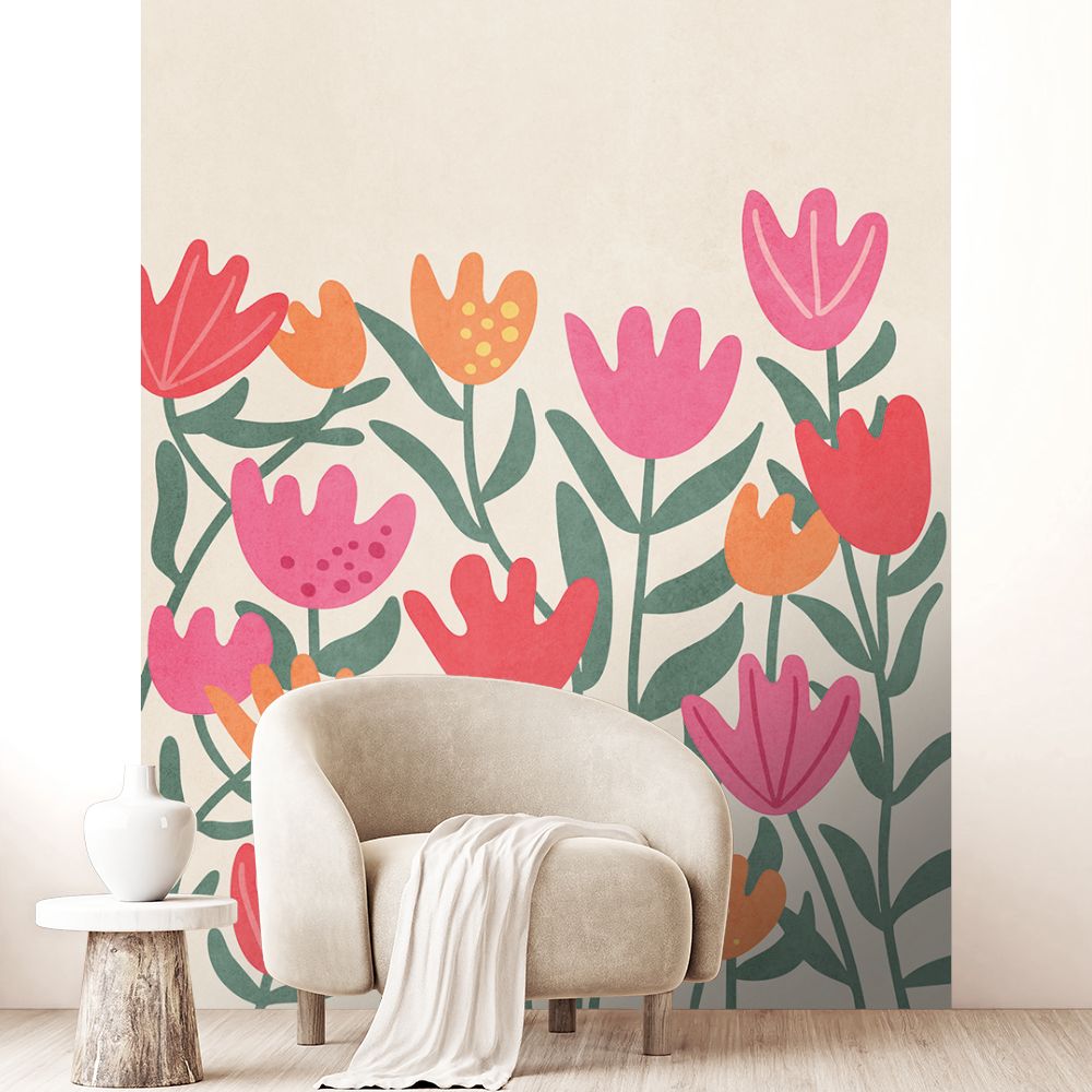Papier peint "Fleurs vives et colorées"