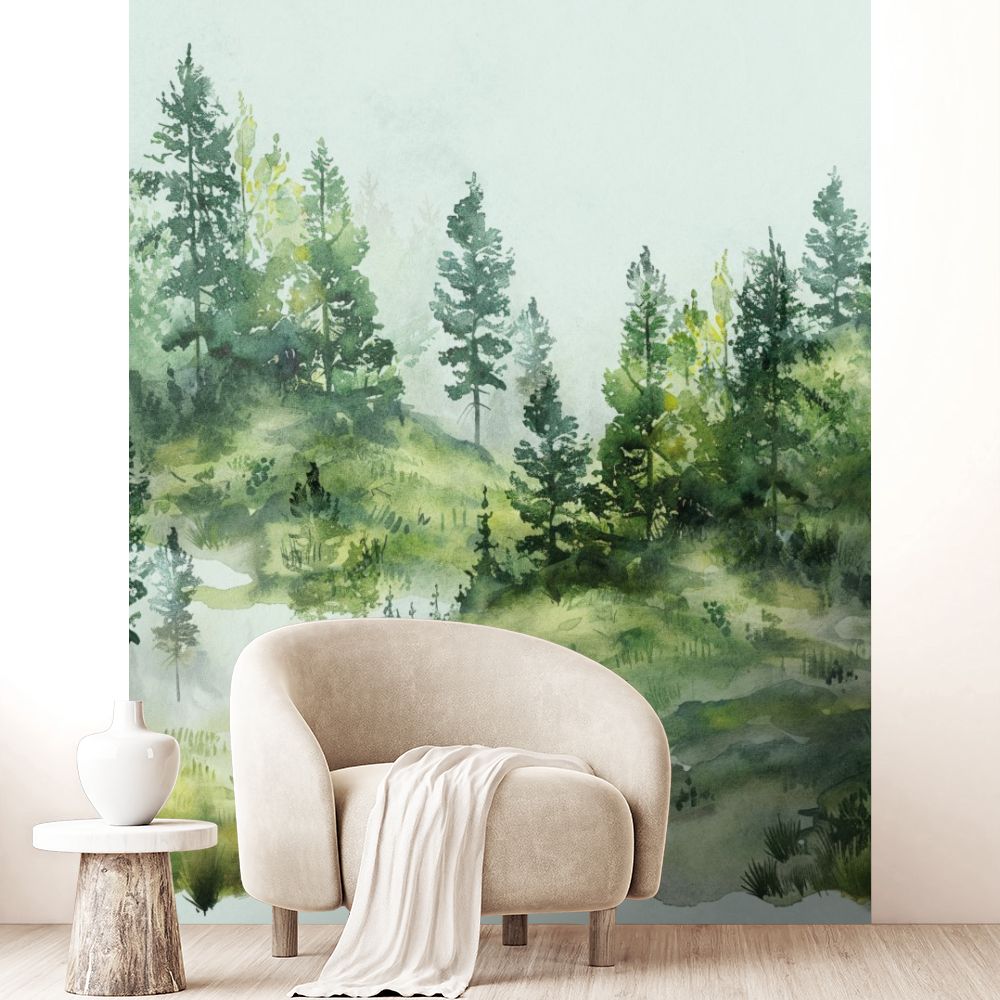 Papier peint "Forêt verdoyante paisible"