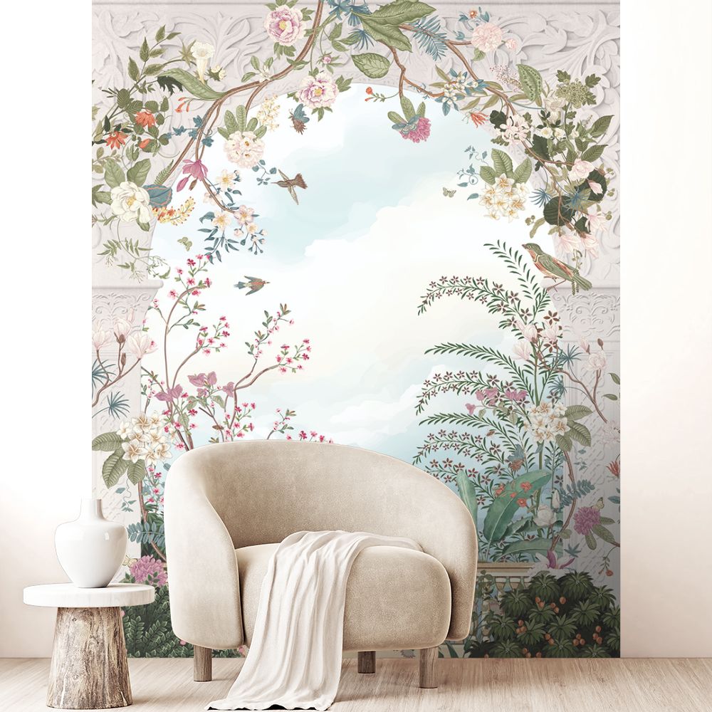 Papier peint "Arcade fleurie élégante"