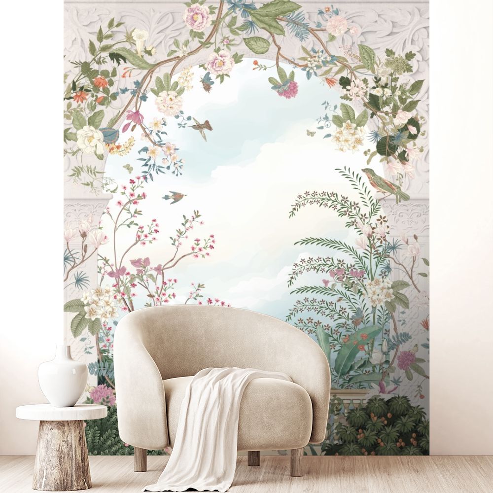 Papier peint "Arcade fleurie élégante"