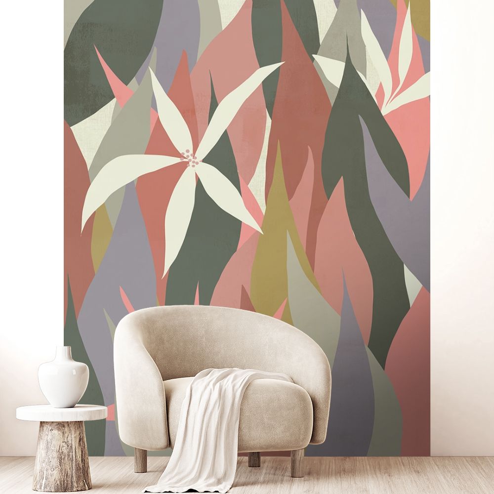 Papier peint "Feuilles abstraites colorées"