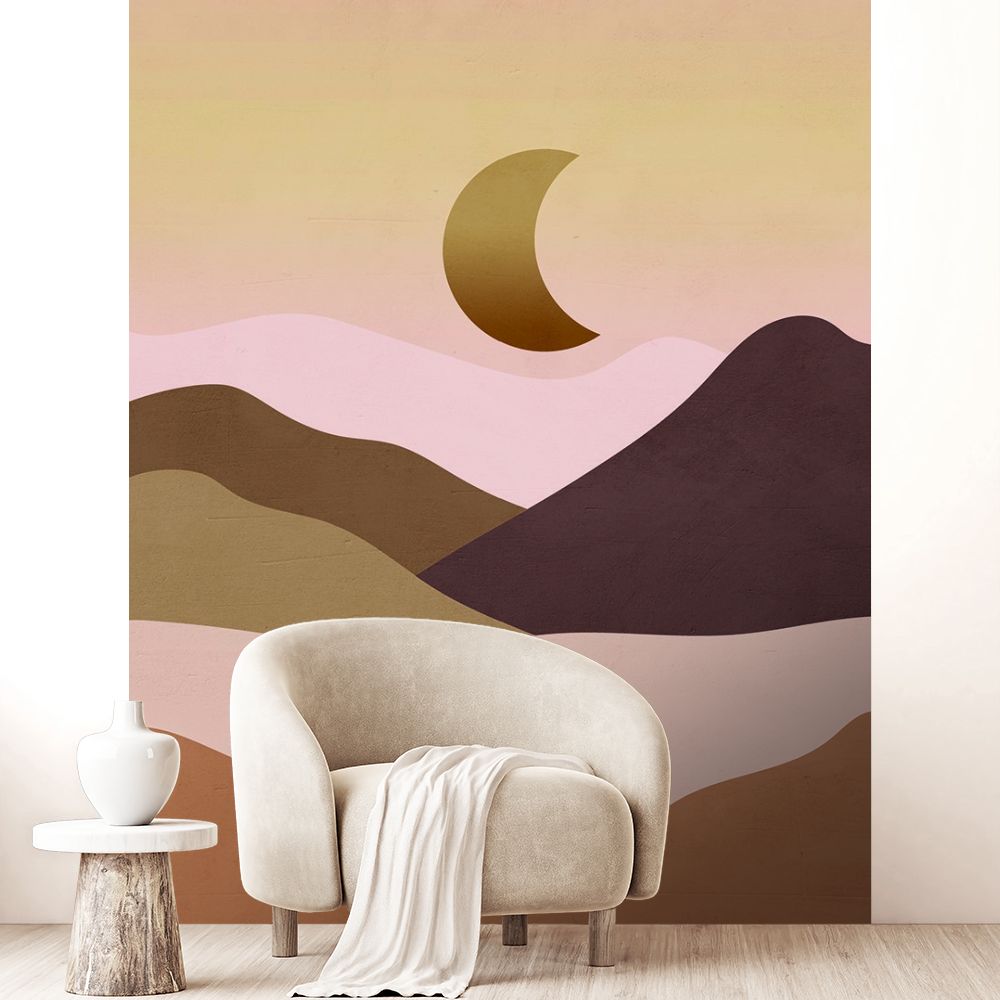 Papier peint "Montagnes et lune"