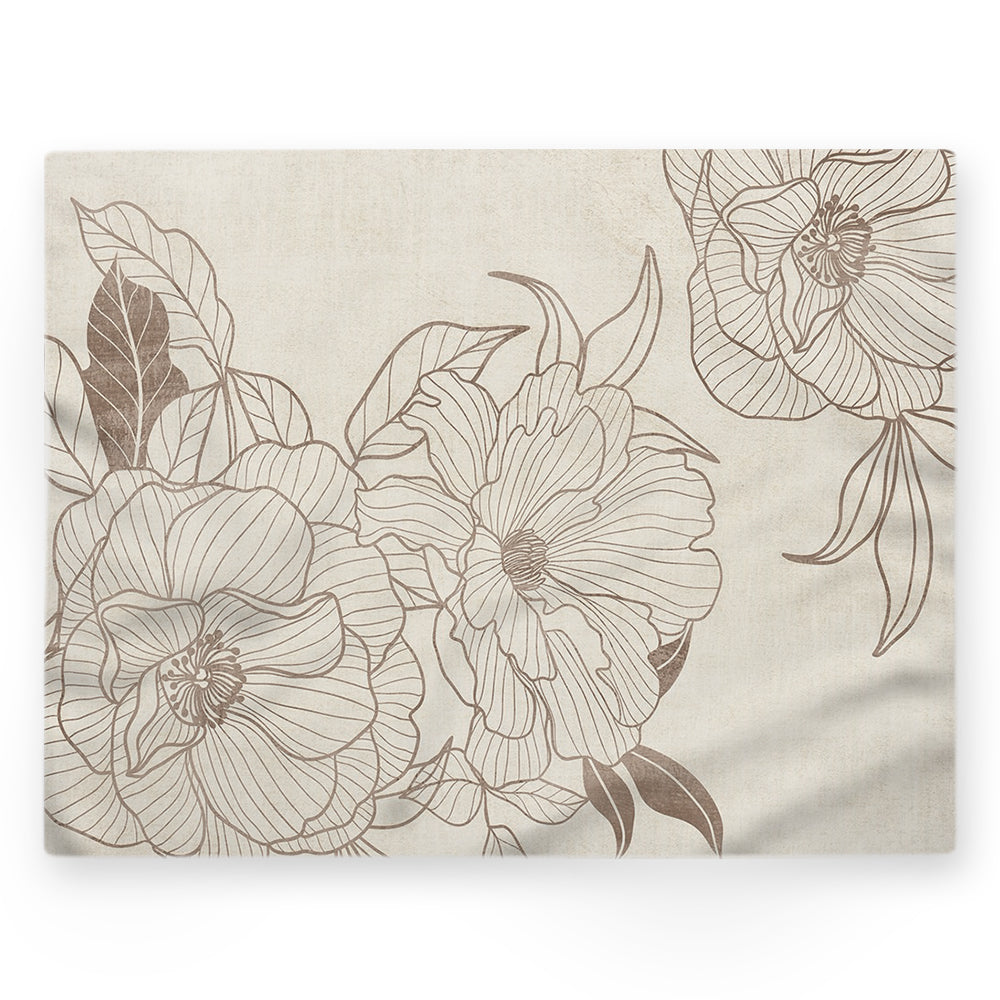 Nappe fleurs – Beige – 140×220 cm