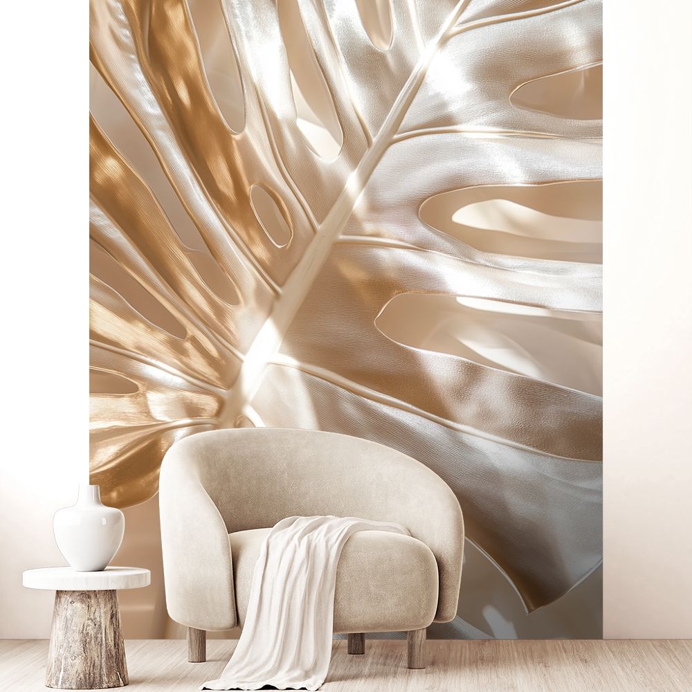 Papier peint "Feuille cuivrée lumineuse"