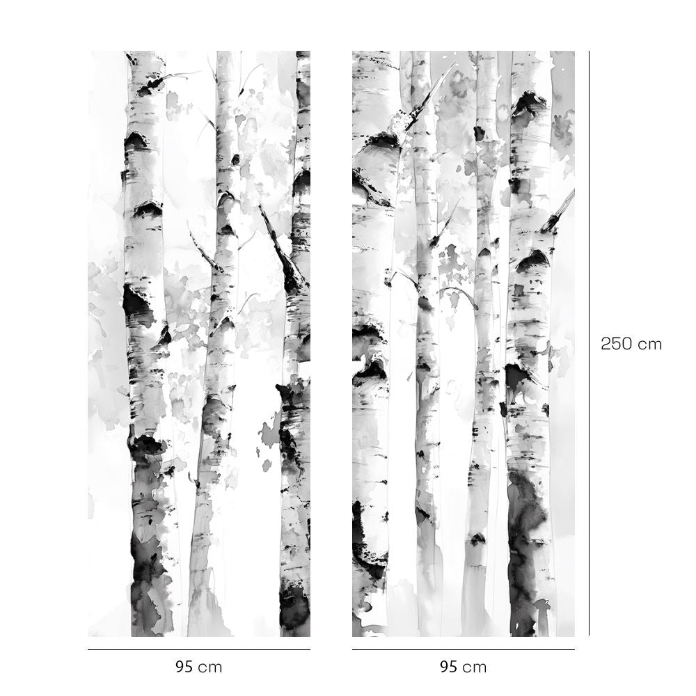 Papier peint "Bouleaux en noir"