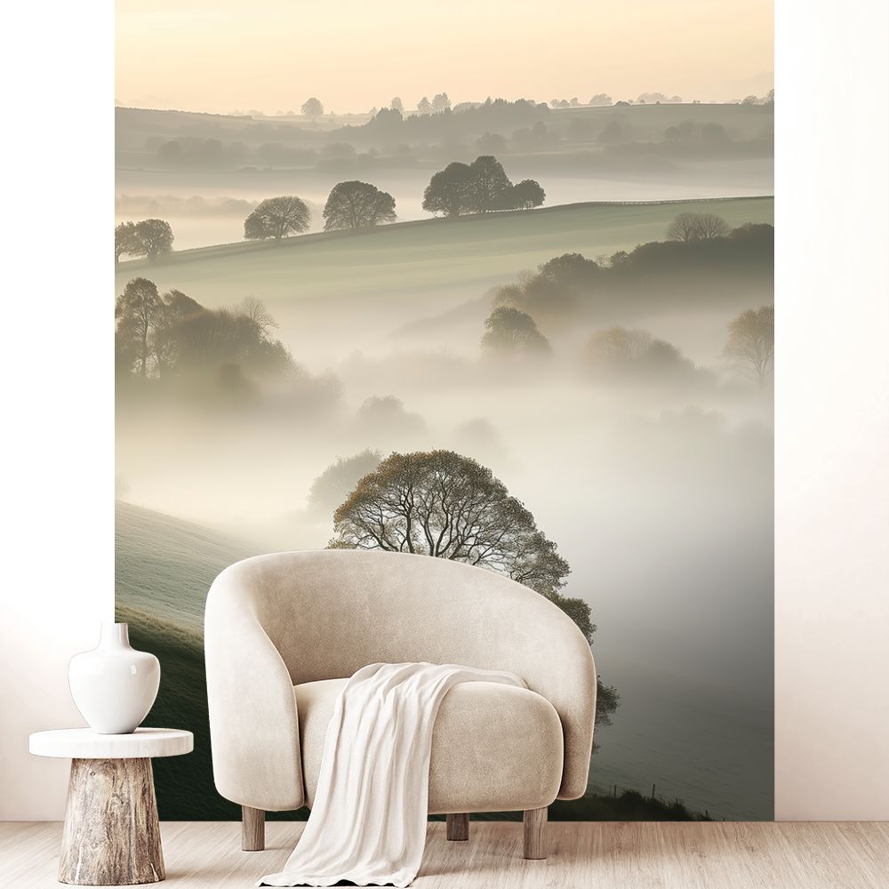 Papier peint "Paysage brumeux apaisant"