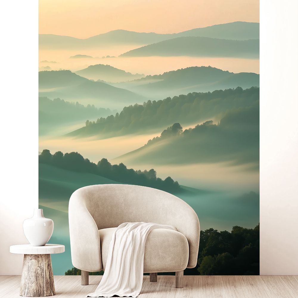 Papier peint "Paysage brumeux relaxant"