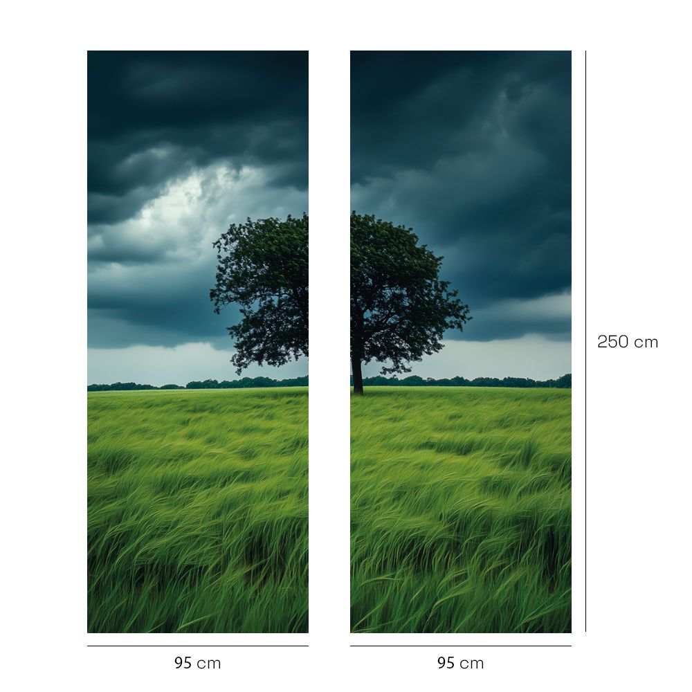 Papier peint "Arbre solitaire campagne"