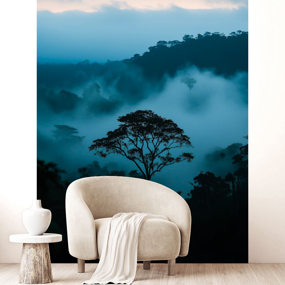 Papier peint "Paysage brumeux apaisant"