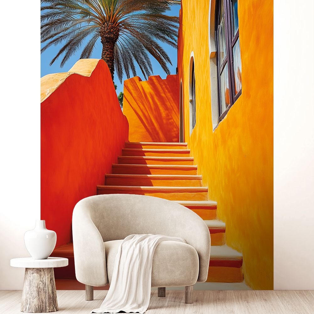 Papier peint "Escalier ensoleillé"
