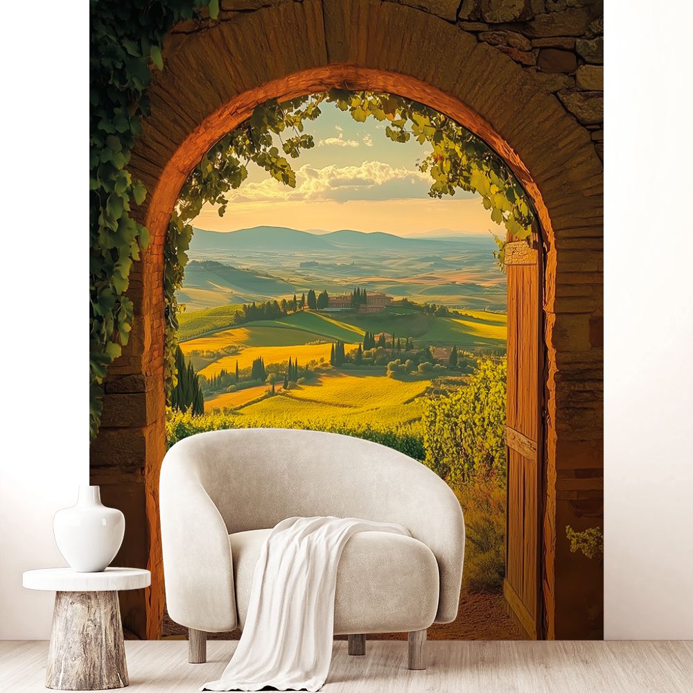 Papier peint "Vue champêtre sereine"