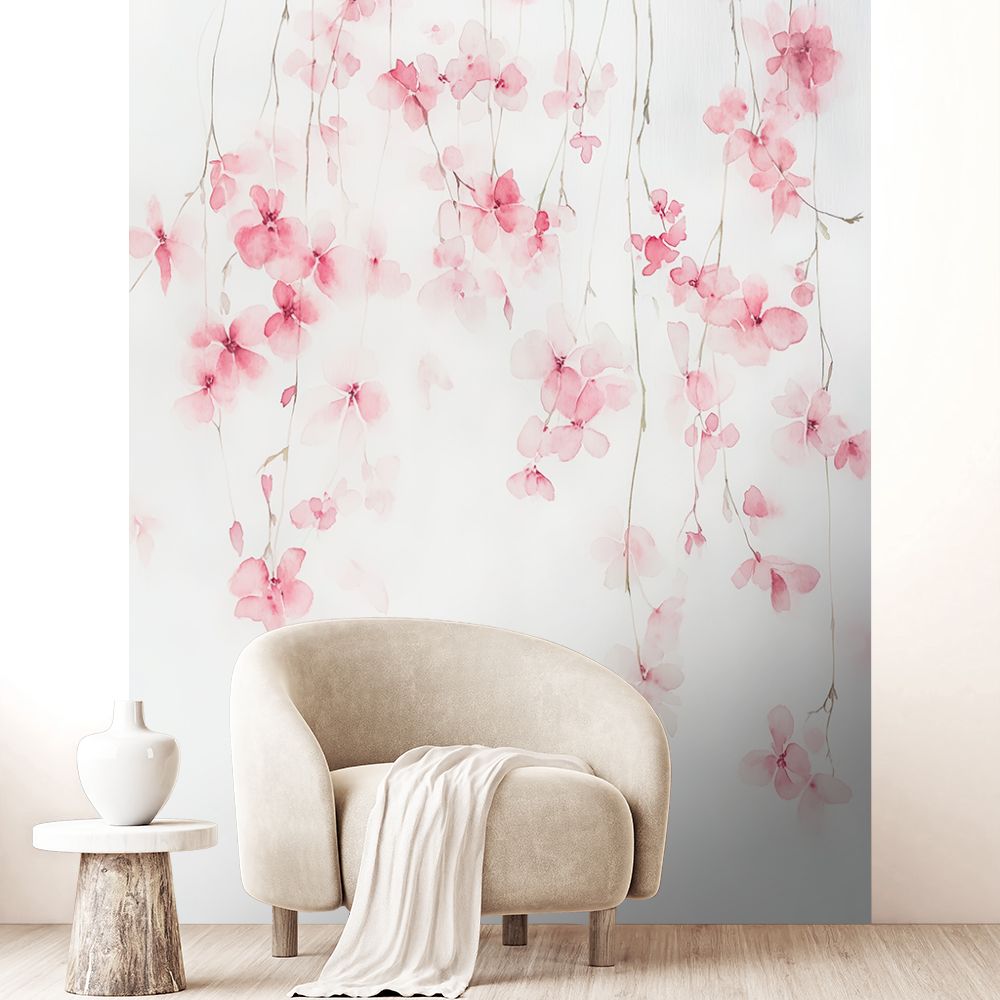 Papier peint "Fleurs délicates suspendues"