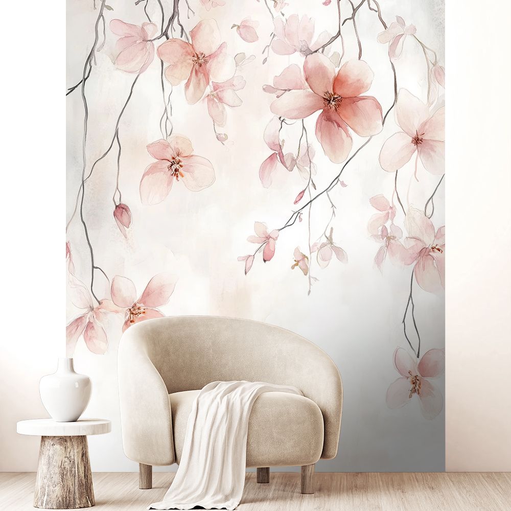 Papier peint "Fleurs délicates suspendues"