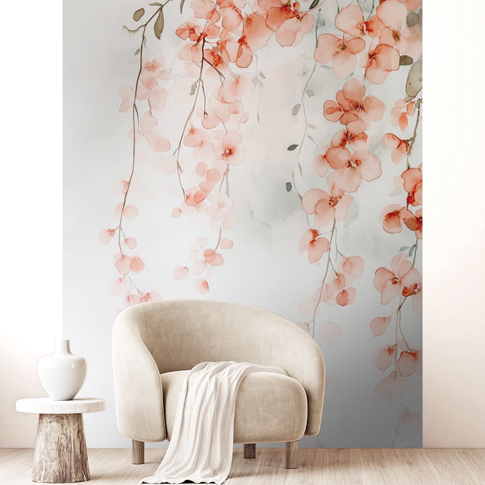 Papier peint "Fleurs délicates suspendues"
